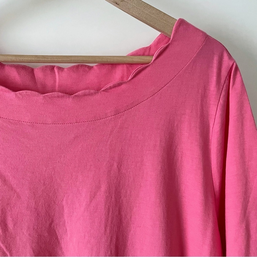 Talbots Pink Pima Cotton T-Shirt Short Sleeve Scalloped Neckline Size 2X